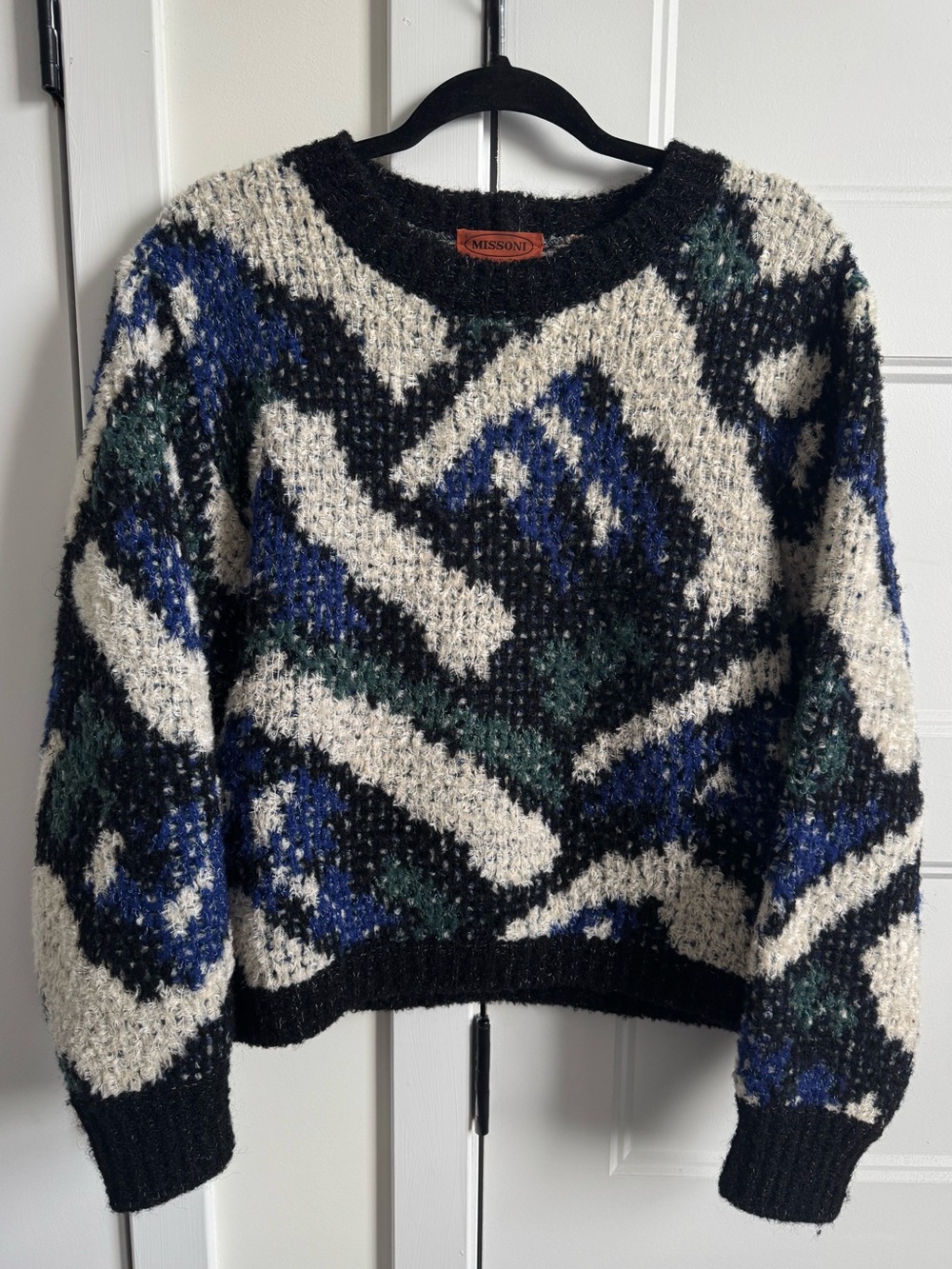 Missoni Vintage Abstract Intarsia Knit Wool Blend Sweater ~ Made in Italy